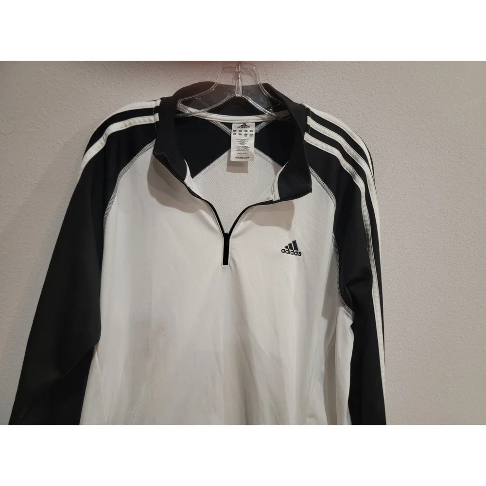 Adidas Originals Black White 1/4 Zip‎ Pullover Tracksuit Jacket Stripes Large